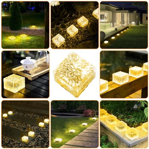 Solar Brick Lights Outdoor Solar Lights Outdoor Waterproof Patio (6 Count)