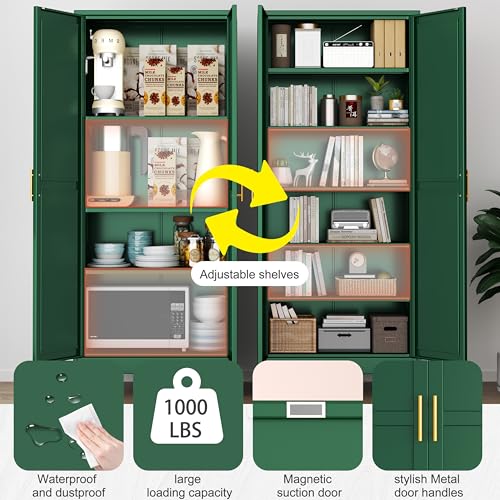 Kitchen Pantry Storage Cabinet with Doors and Adjustable Shelves