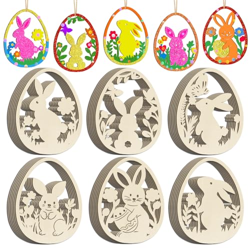 36PCS Wooden Easter Ornaments to Paint (36 Count)