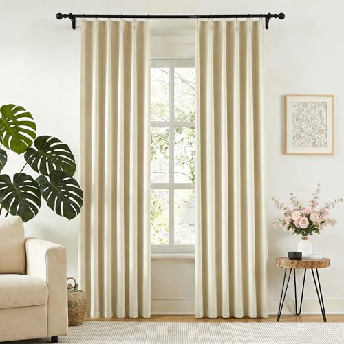 Pinch Pleated Blackout Curtains 84 Inch Length in Warm Cream (2 Count)