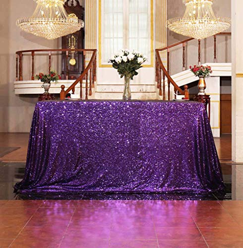 Sequin Tablecloth 90x132 Inch Purple for Wedding Halloween Party