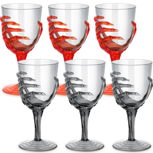 24 Pcs 12oz Halloween Skeleton Hand Goblets Clear Plastic Halloween Cups Skull Wine Glass Set for Creepy Spooky Party Decorations (24 Count)
