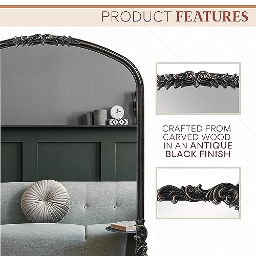 English Estate Carved Arch Wood Wall Mirror