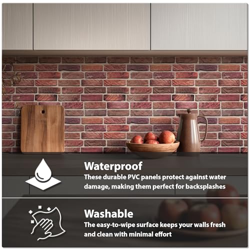 3D Red Faux Brick Wall Panels