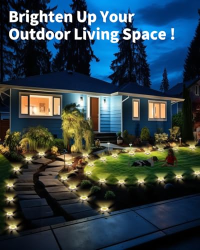 Solar Ground Lights Outdoor 12 Pack Waterproof (12 Count)