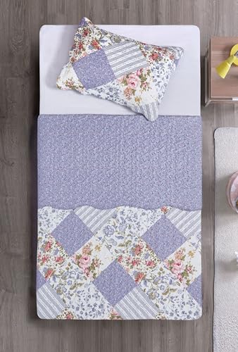 Rose Violet Patchwork Quilt Set