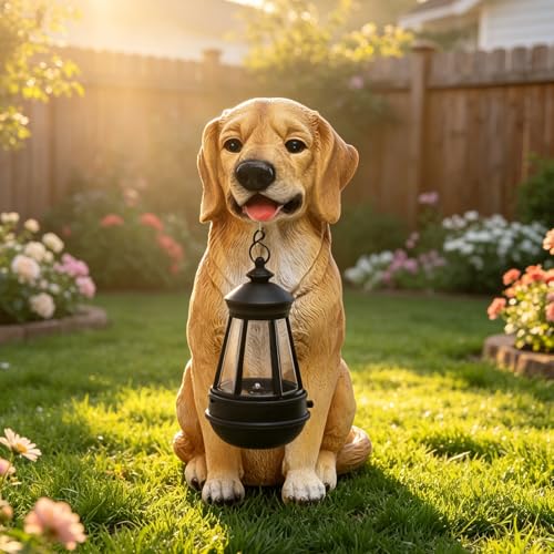 Solar Dog Statue Garden Decor