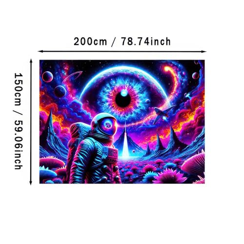 Blacklight Tapestry Astronaut Glow Backdrop 78 x 59 Inch