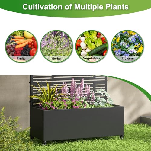 Metal Raised Garden Bed with Trellis and Wheels