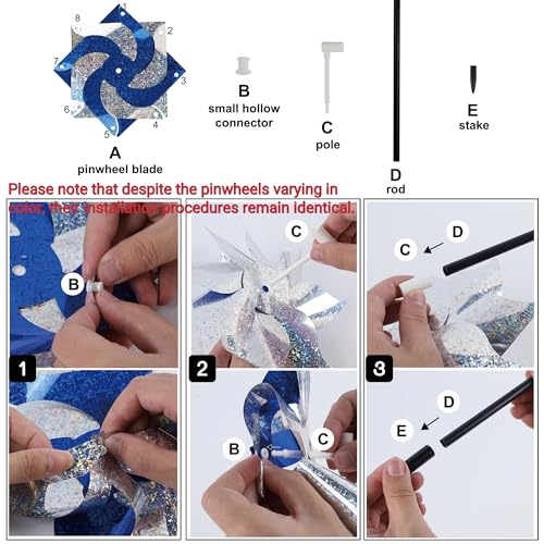 10 Pack Reflective Pinwheels Holiday Decor (10 Count)