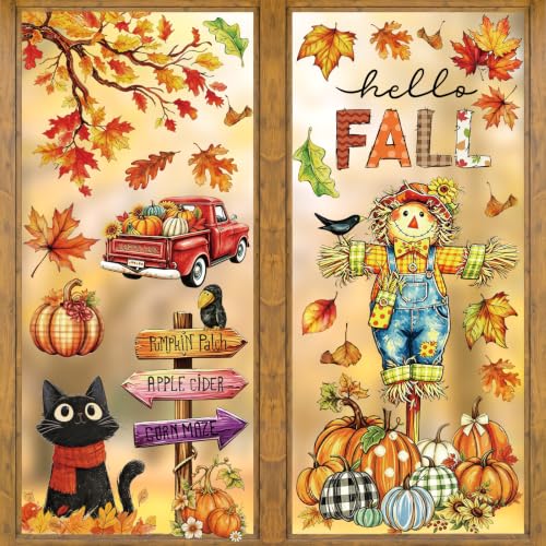 Vintage Fall Leaves Window Clings 6 Sheets (6 Count)