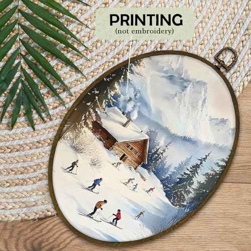 Winter Ski Skiing Scene Wall Art Decor Framed