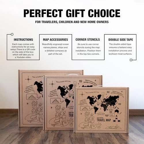 Handmade 3D Wood World Map Wall Art Large Wall Decor Track Your World Travels