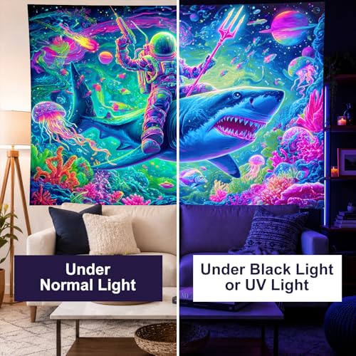 Blacklight Tapestry Galaxy Room Wall Art 78 x 59 Inch