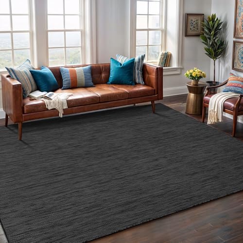 Washable Indoor Outdoor Rug 6x9 Weather Resistant Area Rugs Modern Solid for Porch Deck Balcony Backyard Patio Outside Carpet (54 Sq Ft)