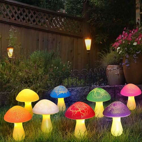 8 Pack Cracked Mushrooms for Garden Decor (8 Count)