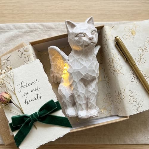 Solar Angel Cat with LED Lights
