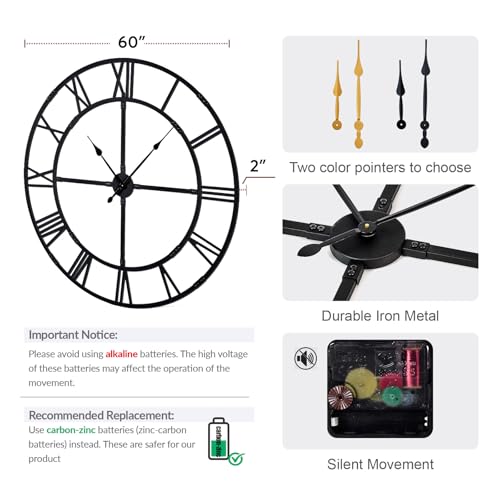60 Inch Large Silent Wall Clock