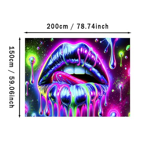 Blacklight Tapestry Geometric Dripping Wall Art 78 x 59 Inch