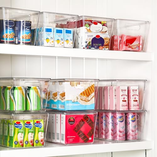 4 Pack Clear Stackable Storage Bins with Lids and Handles (4 Count)