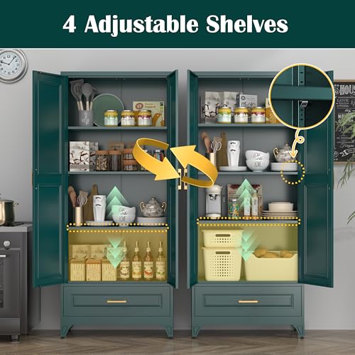 75" Metal Storage Cabinet with Doors and 3 Adjustable Shelves