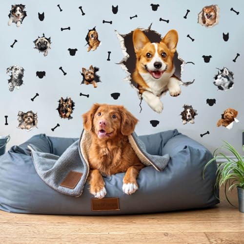 Large 3D Dogs Wall Stickers (24 Count)