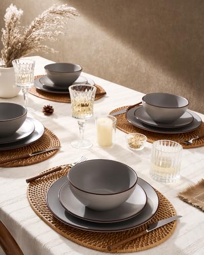 Venus Ceramic Plates and Bowls Sets (18 Count)
