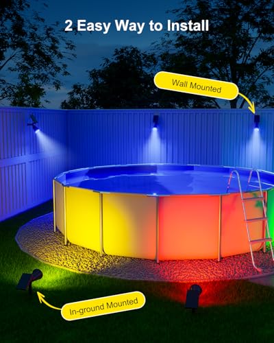 2 Pack Color Change Solar Spotlights Outdoor Waterproof RGB Halloween Decor (2 Count)