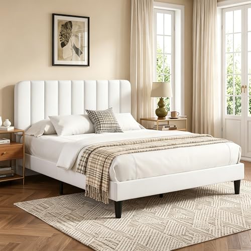 Full Size Bed Frame with Upholstered Headboard