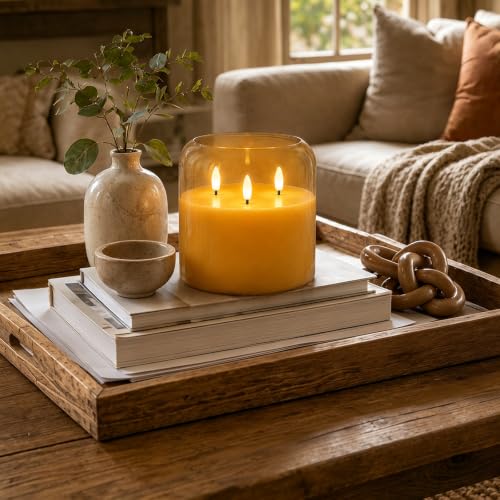 Amber Large Glass Flameless LED Candle