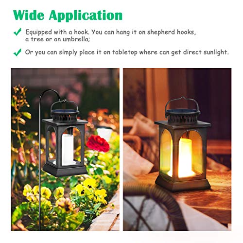 Flickering Flame Solar Lights Outdoor Metal Hanging Lantern (2 Count)