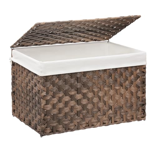 Large Wicker Storage Basket with Lid