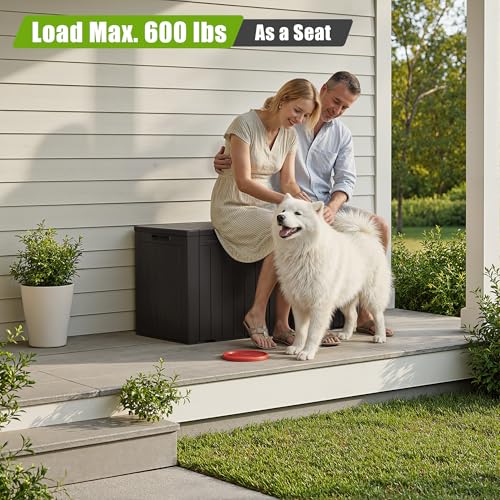 Resin Deck Box 100 Gallon Large Outdoor Storage Box Waterproof