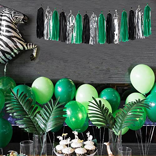 Black Green Silver Tassel Garland