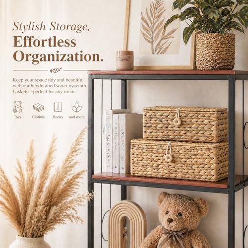 Set of 2 Rectangular Wicker Storage Bins with Lid (2 Count)