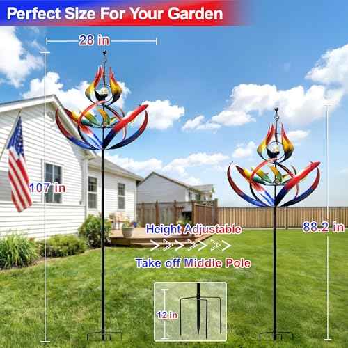 107" Large Solar Wind Spinner Outdoor Metal