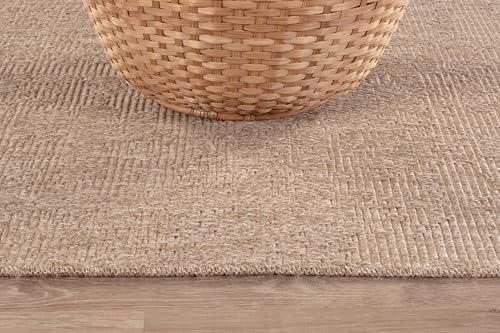 Indoor and Outdoor Runner Rug Natural Solid Boho Woven Design Easy (14 Sq Ft)