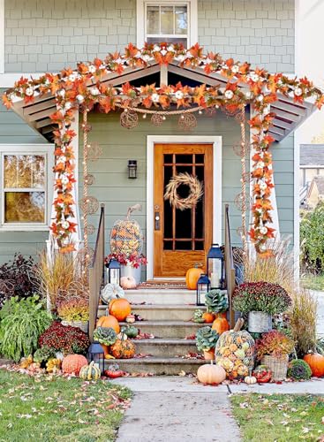 6ft Pumpkin Fall Maple Leaves Garland (6 Foot)