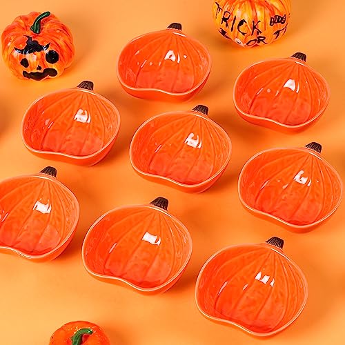 12 Pieces Pumpkin Ramekins Fall Ramekins Ceramic Bowls Pumpkin Bowl 6 oz Oven Safe Ramekin for Thanksgiving Bowl Dip (12 Count)