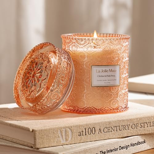 Citrine Pink Peony Scented Candles for Home