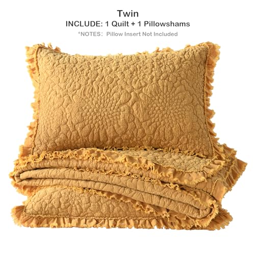 Yellow Ruffled Quilt Twin Size