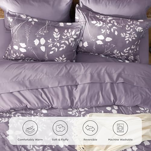 Floral Grayish Purple Comforter Set