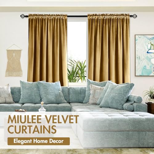 Golden Blackout Velvet Curtains Drapes 84 Inch Long 52"x84" Bedroom (2 Count)