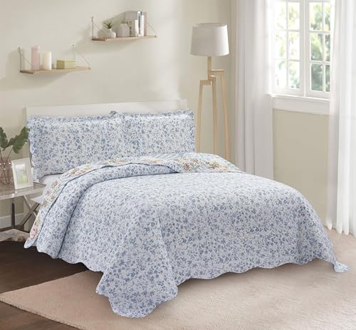 Blue Roses Patchwork Quilt Set