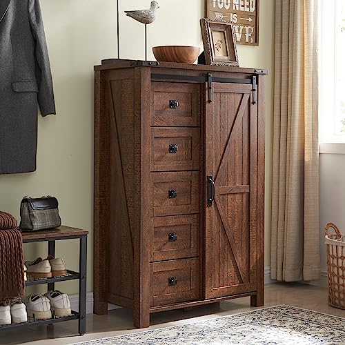 5 Drawers Dresser with Sliding Barn Doors
