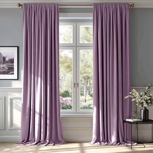 Lavender Blackout Velvet Curtains Drapes 90 Inch Long 52"x90" (2 Count)