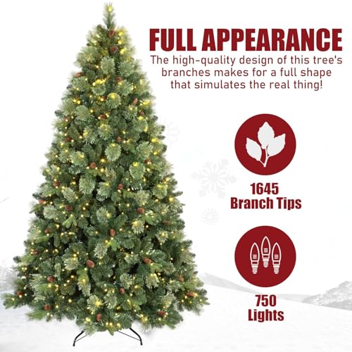 8ft Pre Lit Carolina Pine Christmas Tree