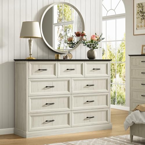 Farmhouse 9 Drawer Dresser for Bedroom