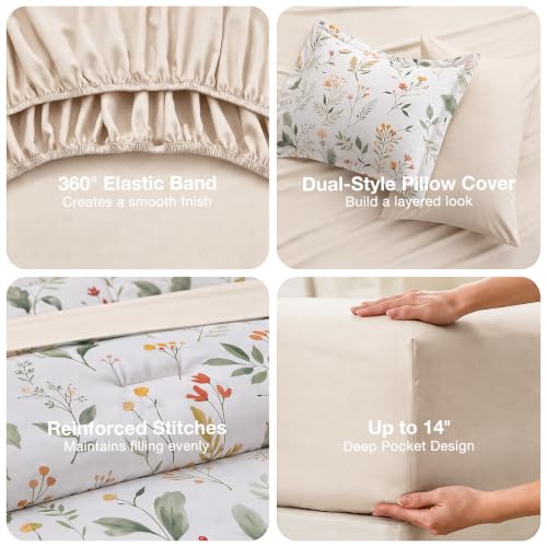Garden Leaves Bed in a Bag Queen 7 Pieces