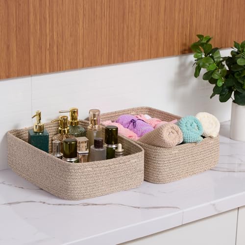 Large Shallow Organizing Baskets 15x11x5.1 Inches (3 Count)
